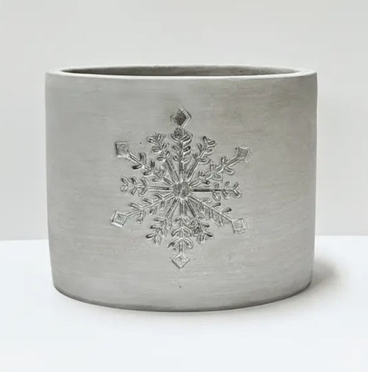 Silver Metallic Snowflake Pot