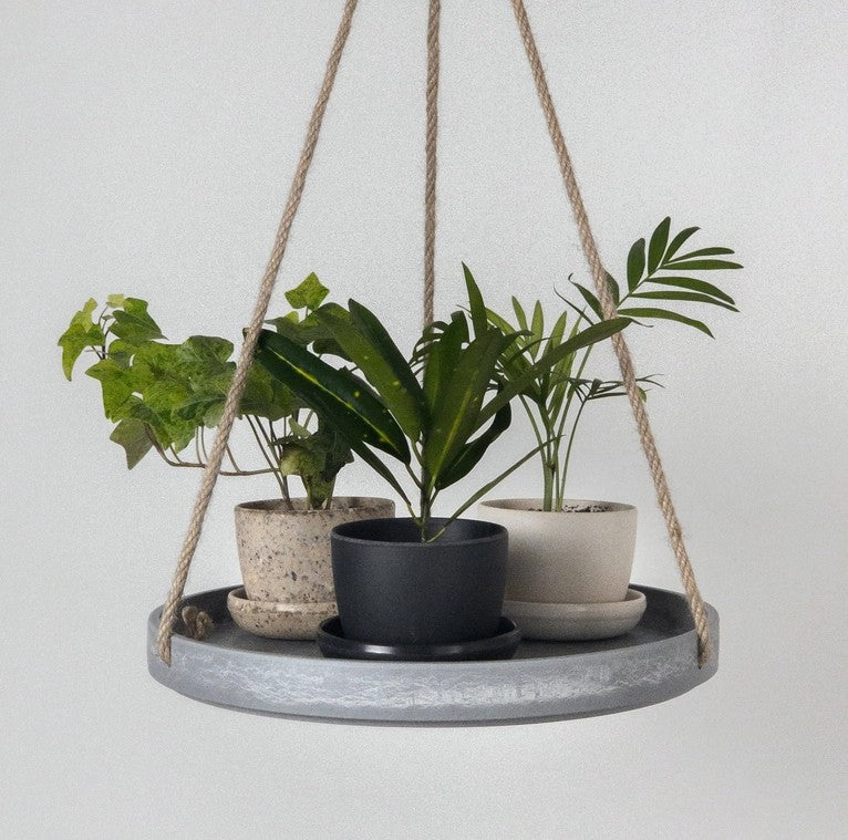 White Stone Hanging Tray 10"